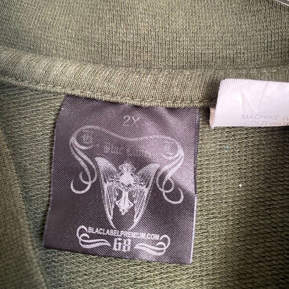 Y2K Blac Label Sweatshirt Full Zip Women's 2X Olive Green Embroidered Metal Punk - Picture 7 of 9